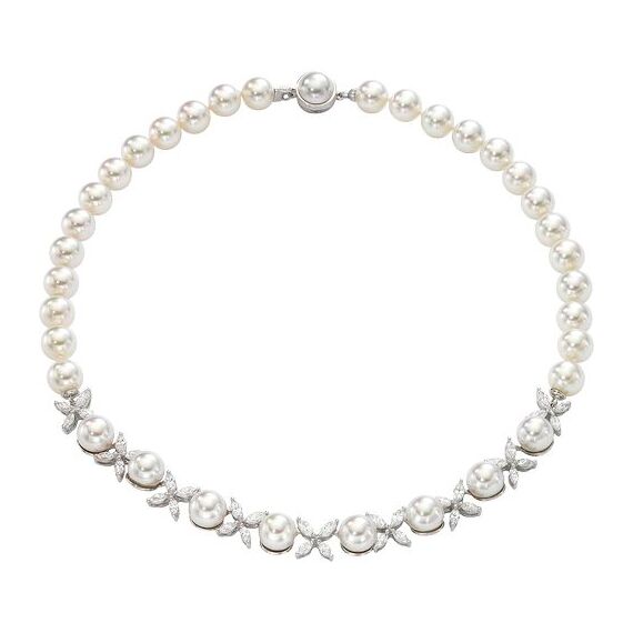 Серебряное ожерелье с органическим жемчугом и кристаллами Majorica Brides