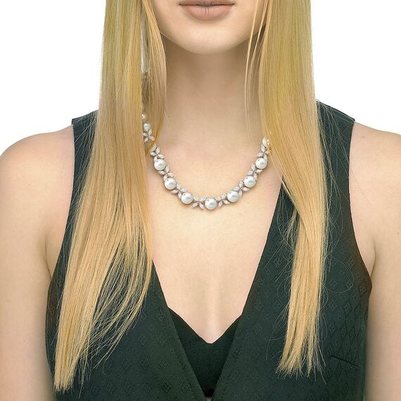 Серебряное ожерелье с органическим жемчугом и кристаллами Majorica Brides, изображение 2