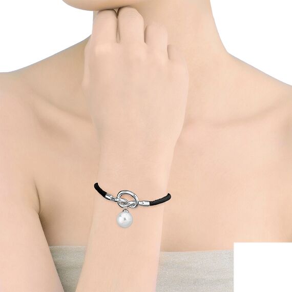 Серебряный браслет с жемчугом и натуральной кожей Majorica Isla, изображение 2