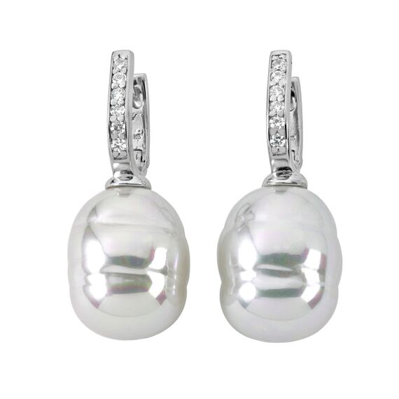 Серебряные серьги с барочным жемчугом и фианитами Majorica Baroque