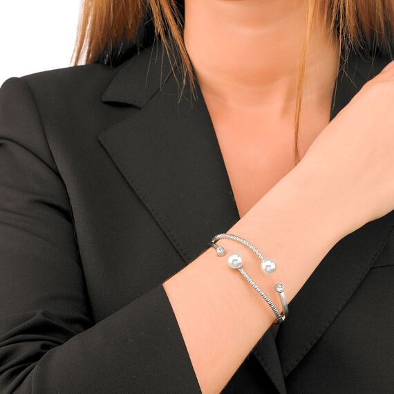 Серебряный браслет с органическим жемчугом и цирконием Majorica Brides, изображение 2