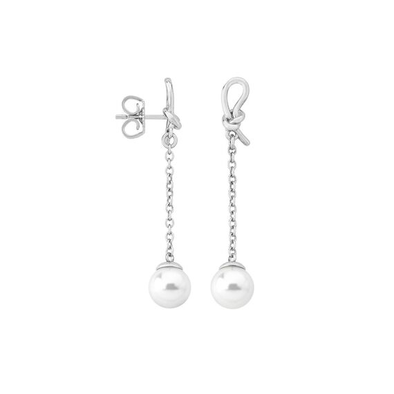 Серебряные серьги с жемчугом длинные Majorica Fine Silver, изображение 2