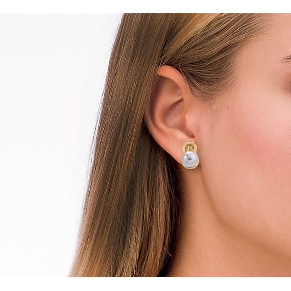 Золотые серьги с жемчугом Majorica Tu Y Yo, изображение 2