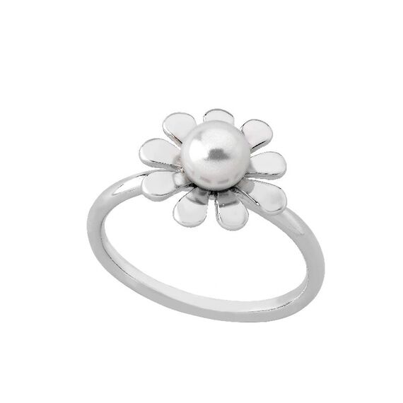 Серебряное кольцо женское с белым жемчугом Fine Silver (17.5), Размер (мм): 16,8