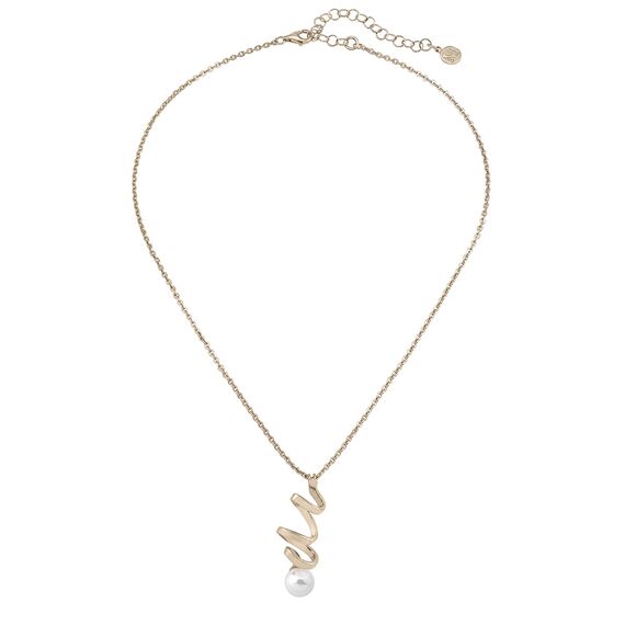 Золотое колье с подвеской из органического жемчуга Majorica Cotillon