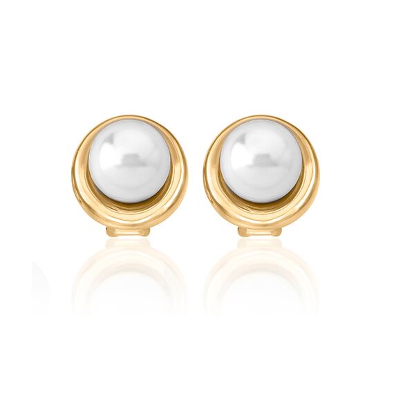Золотые серьги женские с органическим жемчугом  Majorica Margot, изображение 2