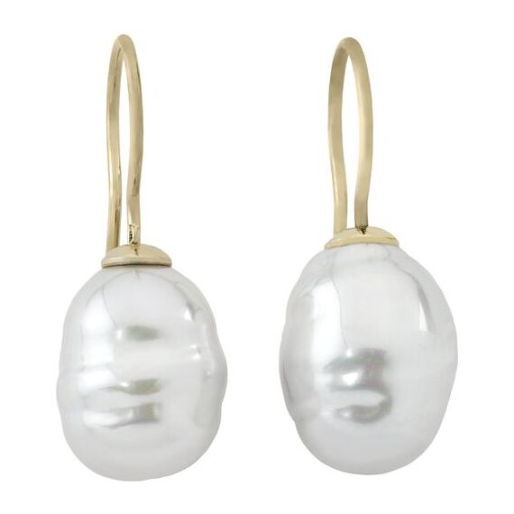 Золотые серьги с белым барочным жемчугом Majorica Baroque, изображение 2