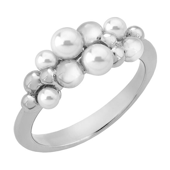Серебряное кольцо женское с белым жемчугом Fugue Majorica, Размер (мм): 18,1