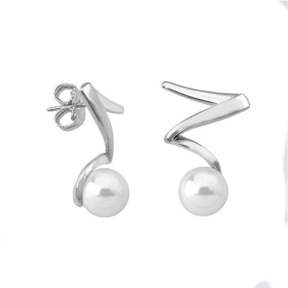 Серебряные серьги с органическим жемчугом Majorica Chasse, изображение 2