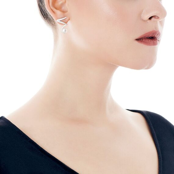 Серебряные серьги с органическим жемчугом Majorica Chasse, изображение 3