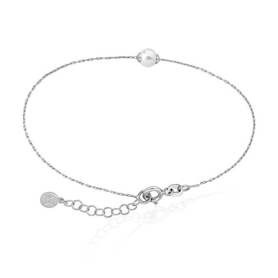 Серебряный браслет тонкий с органическим жемчугом Majorica