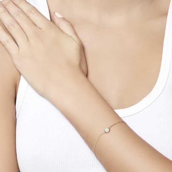 Серебряный браслет тонкий с органическим жемчугом Majorica, изображение 2