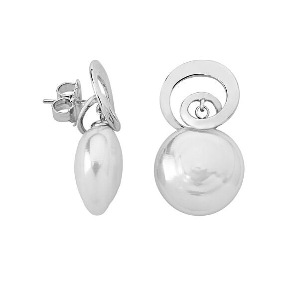Серебряные серьги с органическим жемчугом плоским Majorica Infinite, изображение 2