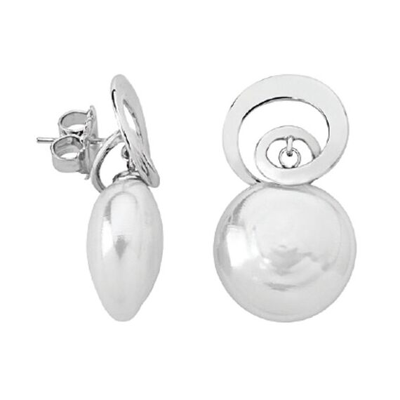 Серебряные серьги с органическим жемчугом плоским Majorica Infinite, изображение 3