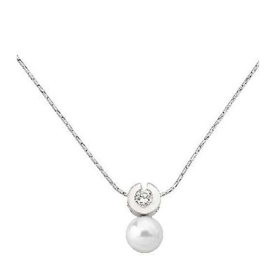 Серебряное колье с подвеской из органического жемчуга и фианитами Majorica Exquisite, изображение 3