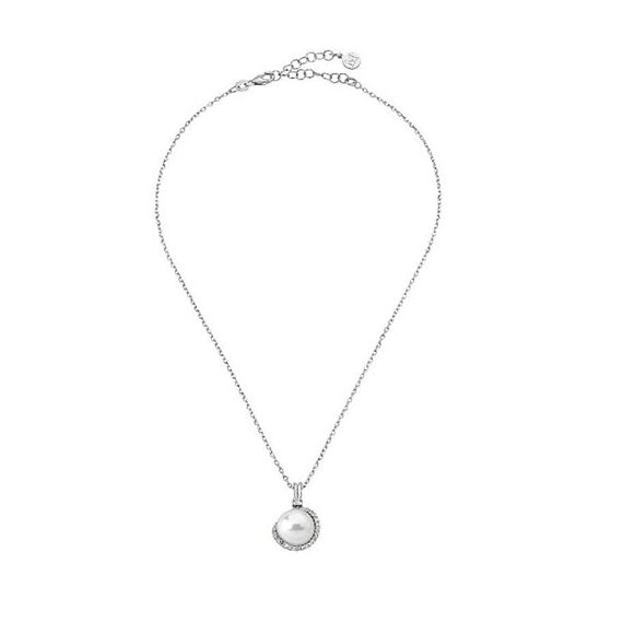 Серебряное колье с подвеской из органического жемчуга и фианитами  Majorica Exquisite, изображение 3