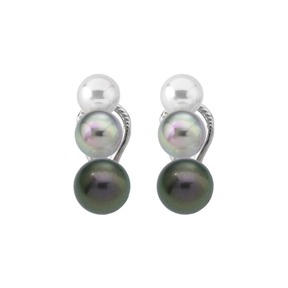 Серебряные серьги с жемчугом белый серый нуаж  Majorica Estela