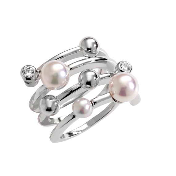 Серебряное кольцо женское с органическим жемчугом Majorica Timeless, Размер (мм): 18,8