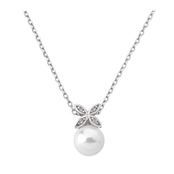 Серебряное колье с органическим жемчугом и фианитами Majorica Romance, изображение 2