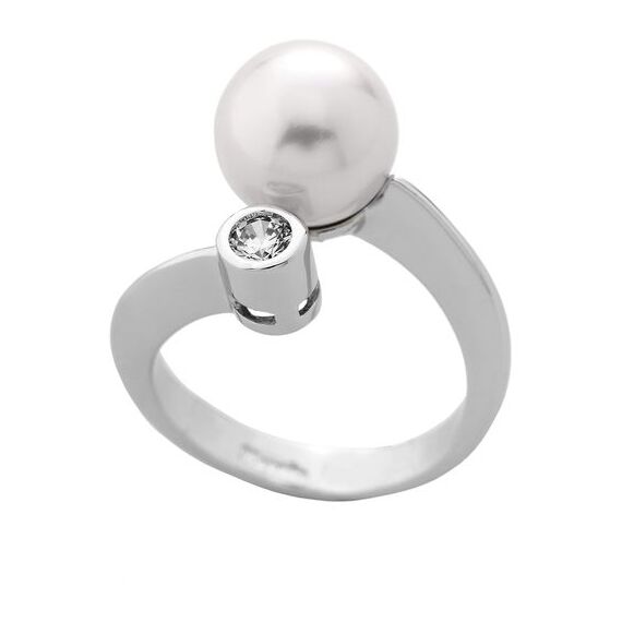 Серебряное кольцо женское с органическим жемчугом Classic, Размер (мм): 16,85-17,5, изображение 2