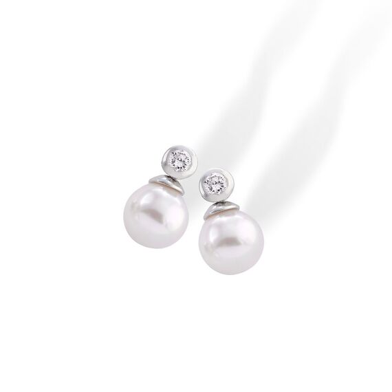 Серебряные серьги с органиеским жемчугом и фианитами Majorica Tu Y Yo