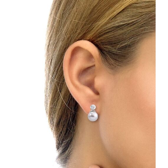 Серебряные серьги с органиеским жемчугом и фианитами Majorica Tu Y Yo, изображение 2