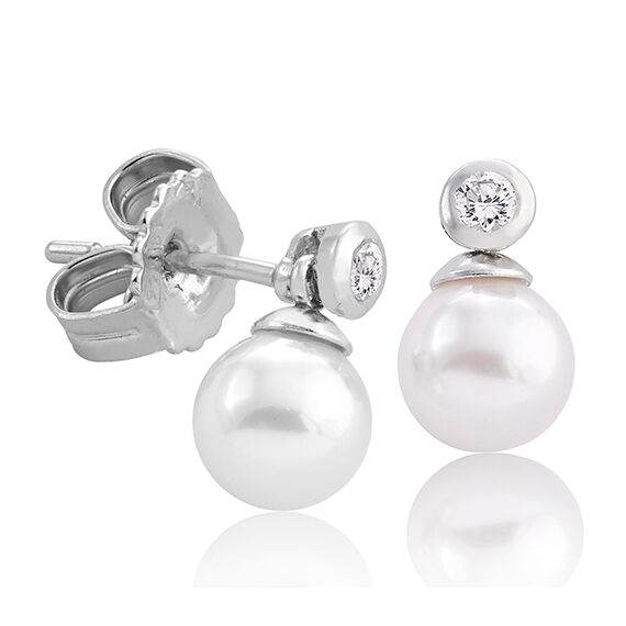 Серебряные серьги с органиеским жемчугом и фианитами Majorica Tu Y Yo, изображение 3