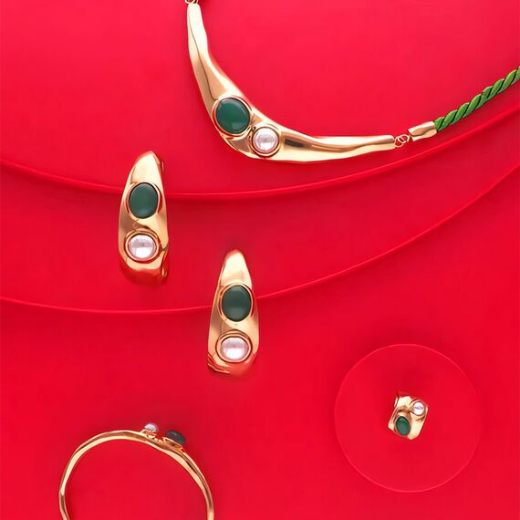 Золотой браслет с жемчугом и агатом Majorica Feme, изображение 6