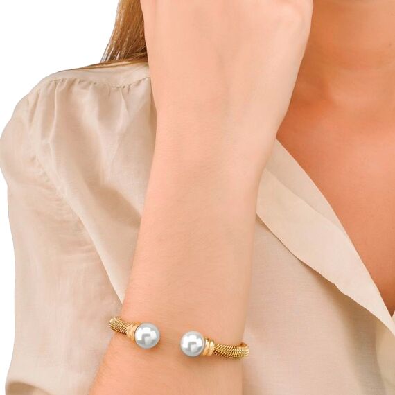 Золотой браслет с жемчугом Majorica Modern metals, изображение 2