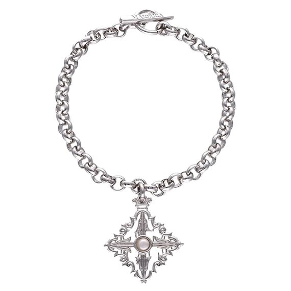 Серебряный браслет цепочка с жемчугом Majorica Calatrava