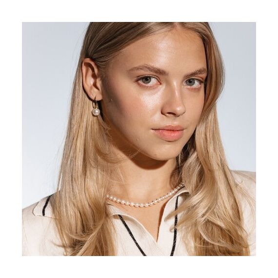 Золотые серьги женские с жемчугом Majorica Classic, изображение 3