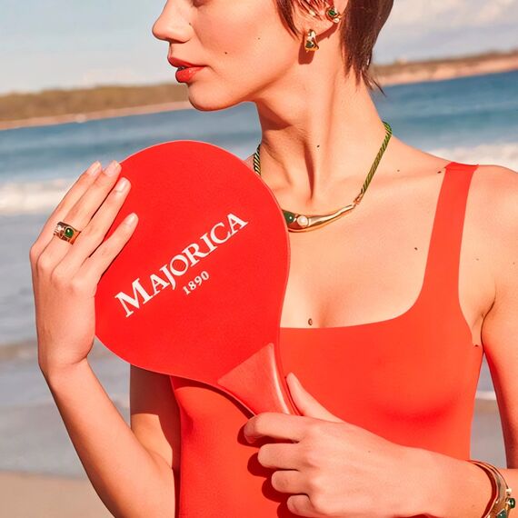 Золотое колье с жемчугом и агатом Majorica Feme, изображение 2