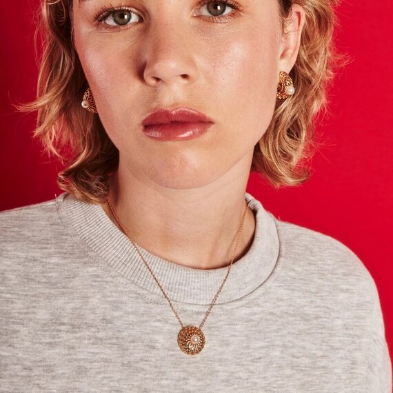 Золотой кулон женский с жемчугом Majorica Etna, изображение 3