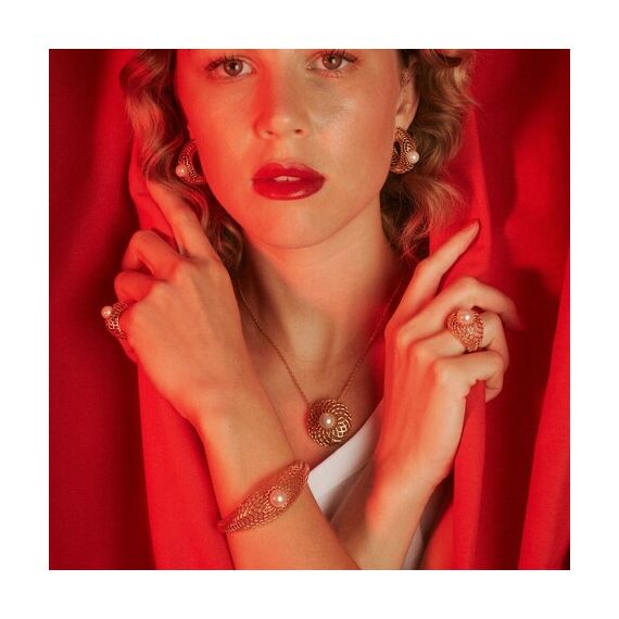 Золотые серьги женские с жемчугом Majorica Etna, изображение 5