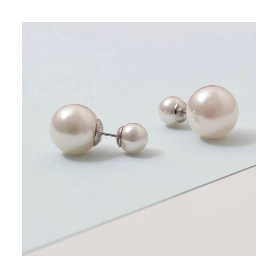 Серебряные серьги женские с жемчугом Majorica Fine silver, изображение 3