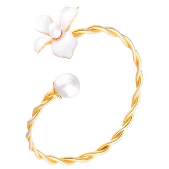 Золотой браслет с жемчугом Majorica Flowers