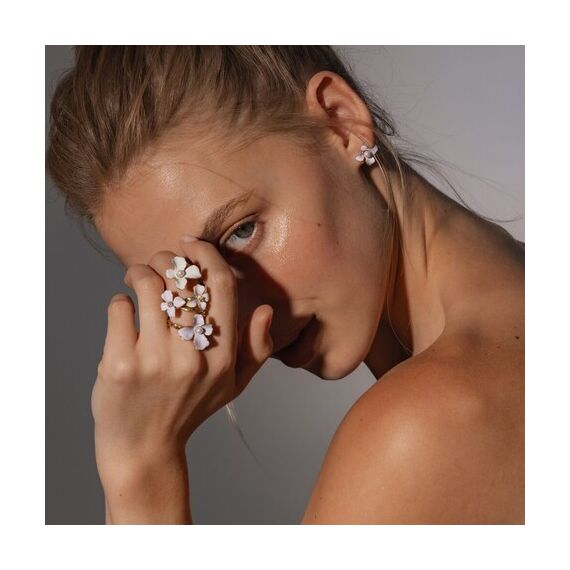 Золотые серьги женские с жемчугом Majorica Flowers, изображение 3