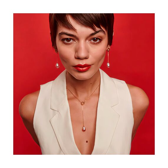 Золотые серьги висячие с жемчугом Majorica Luar, изображение 2