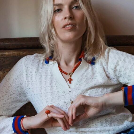 Золотое ожерелье женское с жемчугом Majorica Lyra, изображение 2