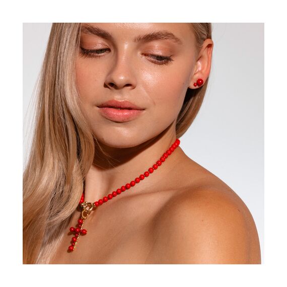 Золотые серьги женские с жемчугом Majorica Lyra, изображение 3