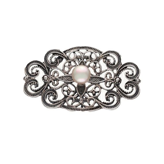 Серебряная брошь с жемчугом Majorica Marie Antoinette