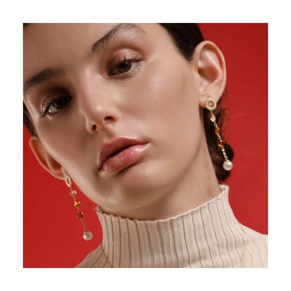 Золотые серьги с жемчугом и муранским стеклом Majorica Murano, изображение 4