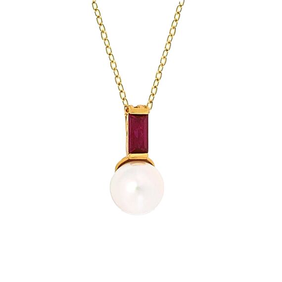 Золотая подвеска с жемчугом и кубическим цирконием Majorica Selene