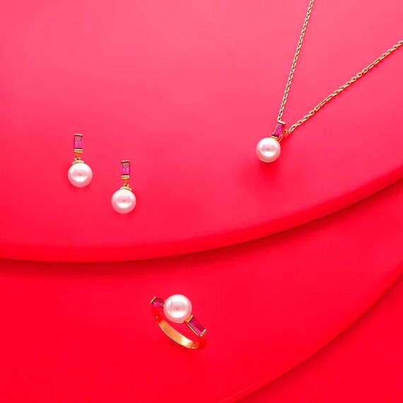 Золотая подвеска с жемчугом и кубическим цирконием Majorica Selene, изображение 4