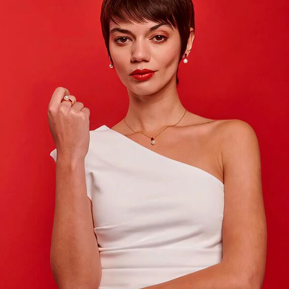 Золотая подвеска с жемчугом и кубическим цирконием Majorica Selene, изображение 5