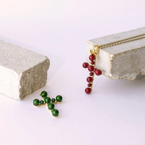 Золотая подвеска с жемчугом Majorica Cruces, изображение 3