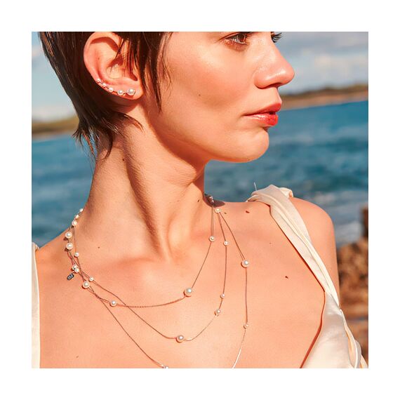 Серебряные серьги каффы с жемчугом Majorica Dangle, изображение 2