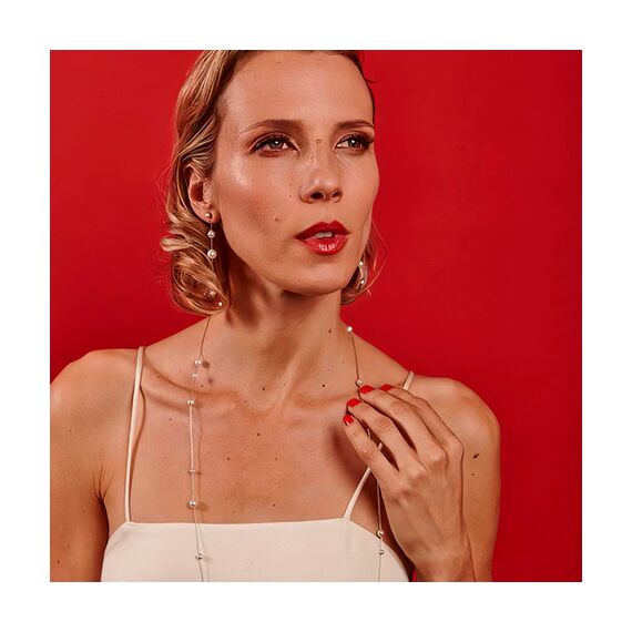 Серебряные серьги висячие с жемчугом Majorica Dangle, изображение 3