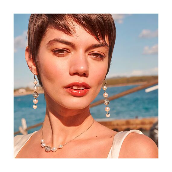 Серебряные серьги висячие с жемчугом Majorica Eternal, изображение 3