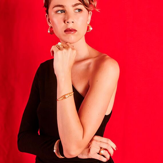 Золотой браслет с жемчугом Majorica Etna, изображение 2